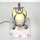 Industrial Rocket Table Desk Lamp 22" Explosion Proof Glass Dome, Upcycled Lamp