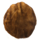 Vintage Mink Fur and Leather Cap Hat Light brown, Size 7 Women Fall Winter