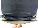 Vintage Police Shoulder Leather Bag 11 X 9", 4 Pockets, Black Police Purse