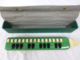 Vintage Hohner Harmonica 25 Keys Green Melodica Soprano with Case