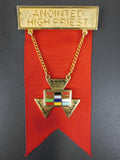 Masonic Jewish Hoshen Anointed High Priest Medal Brooch, Red & Gold