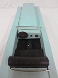 17" Long Vintage Wood Sport Car with Leather Seat, Folk Art Toy, Turquoise