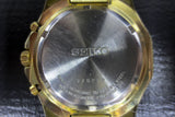 Seiko Chronograph Watch Large 44mm Case 10bar Model 7T92 3 Subdials Gold Tone