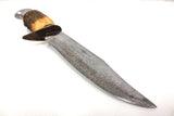 Vintage Hunting Knife 9.75" Long Stag Horn Handle, Brass Guard, Aluminum Pommel