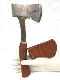 Vintage 1950 Axe Tool from West Germany, Drop Forged Steel, Leather Sheath