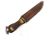 Vintage Stag Horn Knife 9" Solingen Gutmann Germany, Sheath, Ball Tip Quillons