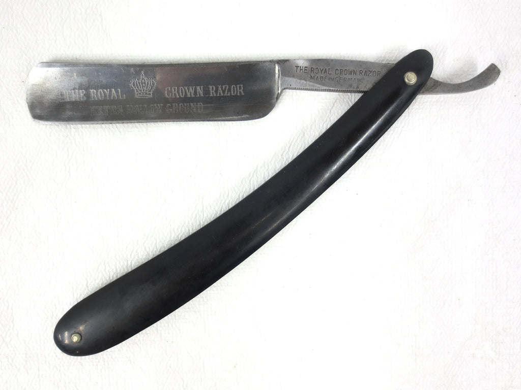 Vintage Royal Crown Straight Razor 10" Germany Extra Hollow Ground, Long Handle