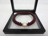 Natural Garnet 216 Beads Bracelet with Baroque Pearl Set in Sterling Silver, 665