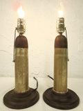 WWI 1914 Brass Shell Desk Lamps 13" Trench Art, Patronenfabrik Karlsruhe Germany