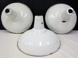 3 Industrial White Porcelain Enamel Ceiling Shades 16" Vintage Benjamin Fixtures