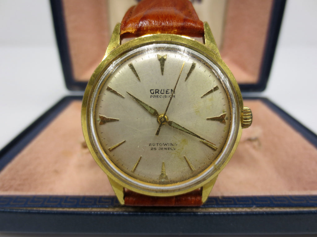 Vintage Gruen Precision 25 jewels Automatic Watch, Gold Tone, Gruen Cliente Box
