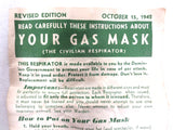 WWII 1942 Civilian Gas Mask Respirator, Instructions and Original Box, Dominion