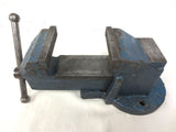 Vintage Hercules Industrial Bench Vise Vice 3.75" Jaws with Anvil, Marble Blue