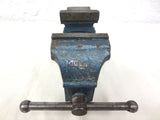 Vintage Hercules Industrial Bench Vise Vice 3.75" Jaws with Anvil, Marble Blue