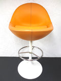Vintage Mid Century 1960's Egg Chair Orange Peel by Borje Johanson Sweden, 37" Tall Retro Bar Chair, Original Bright Orange Leatherette