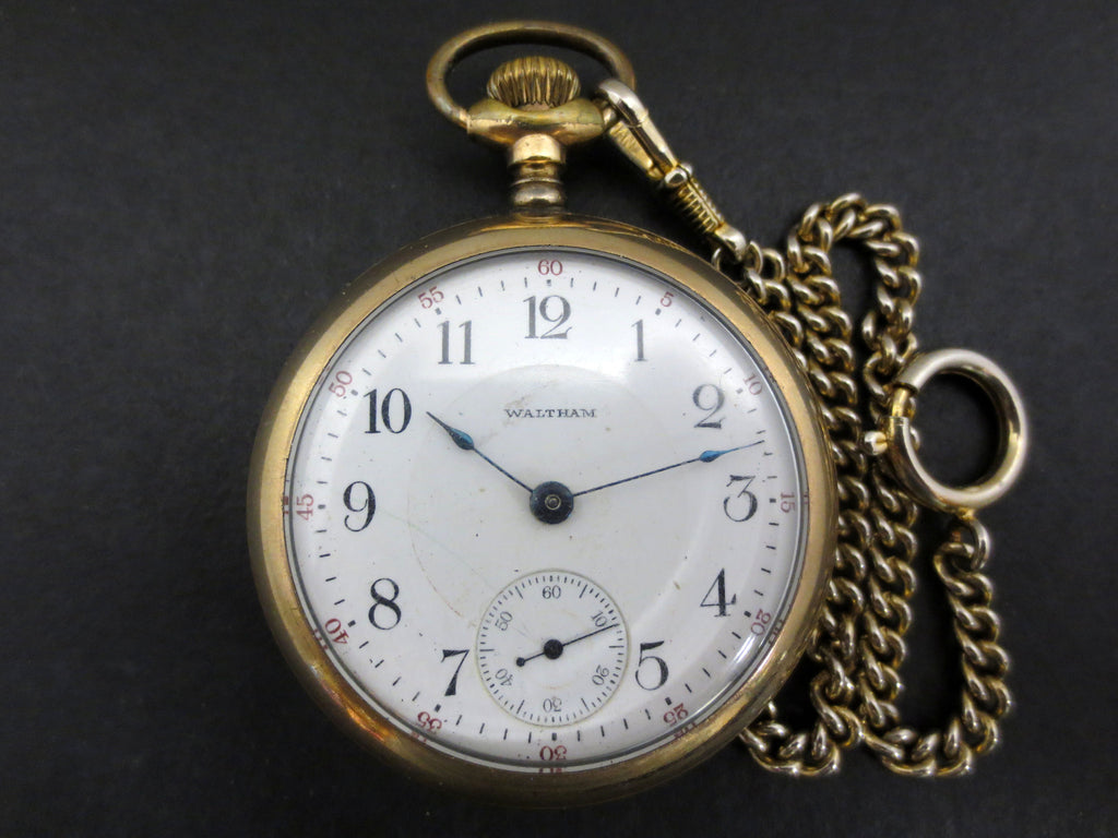 Antique 1918 Waltham Bartlett Railroad Pocket Watch 17 jewels, Gold Filled Case