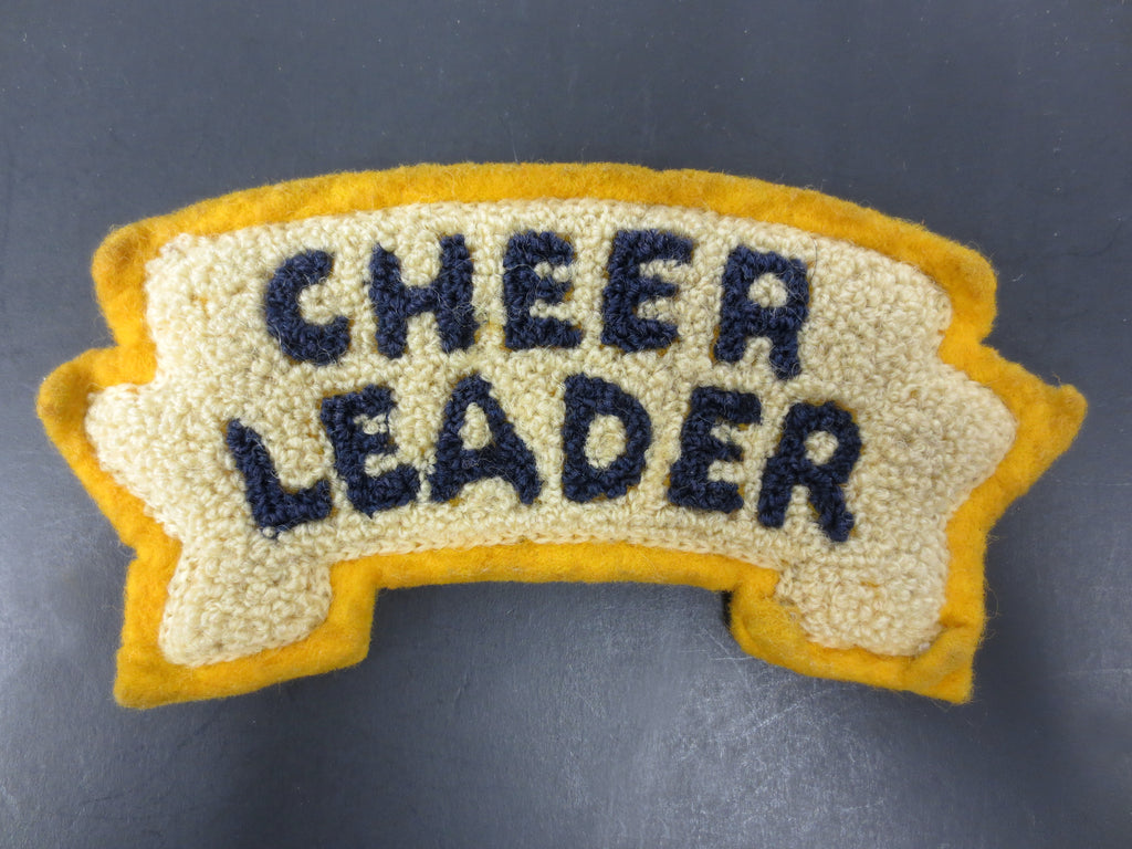 Vintage Mid Century 1950s Cheerleader Outfit Patch, Yellow Blue White, Felt
