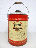 Vintage Veedol Motor Oil 5 Imperial Gallons Can, The Film of Protection, Red