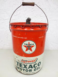 Vintage Texaco Motor Oil 5 Imperial Gallons Can, Improved Motor Oil, Red Green