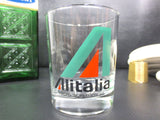 Vintage Alitalia Airlines Cocktail Glass Tumbler Advertising, Whisky Shot, Italy