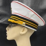Vintage Ocean Liner Ship Boat Captain Hat, White, Boat Anchor, Size Medium 7 1/8