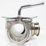 3-Way Stainless Steel Sanitary Valve 3 1/2" Flanges, Gaskets, Disassembles in 3