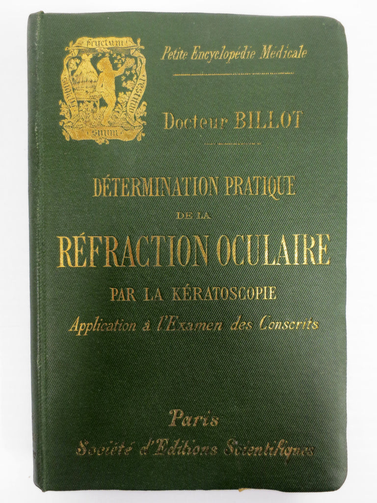 Antique 1893 Medical Book on Ocular Refraction and Keratoscopy, Dr Billot, Paris