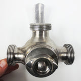 3-Way Stainless Steel Sanitary Valve 2" Male Threaded, Disassembles in 4