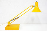 Vintage Mid Century Articulated Swing Arm Drafting Desk Lamp 25" Signed Luxo, Original Base, Bright Yellow