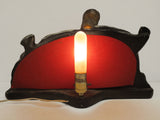 Vintage 1950s TV Lamp Light Large 18", Red Ornate Fiberglass Shade, Woman Birds