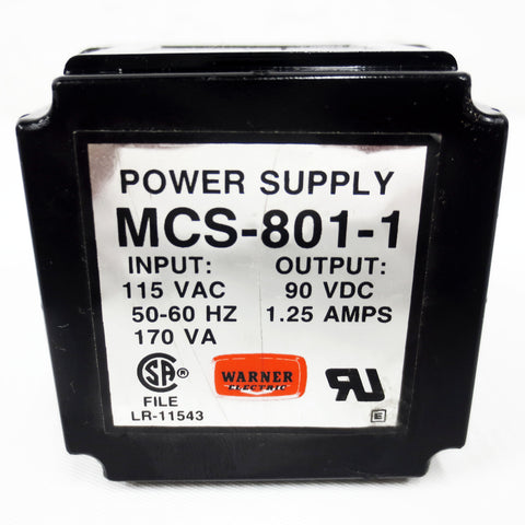 Warner Electric MCS-801-1 Power Supply  8-Pin 115VAC in / 90VDC out