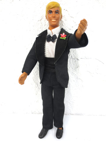 Vintage 1968 Wedding Ken Doll in Tuxedo 12" Signed Mattel, Blond Hair Blue Eyes