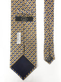 Vintage Alfred Dunhill Tobacco Silk Necktie Signed, Shiny Gold Blue Brown, 56"