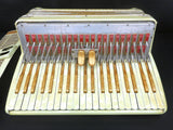 Vintage Castelfidardo Bontempi Ubaldo Piano Accordion 120 Basses 41 keys, Gold Flakes, Amber, With Case