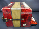 Vintage Hohner Corso Diatonic Accordion G/C Keys, 8 Bass 21 Treble, Made in Germany, Deep Red