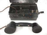 Antique WWI Military Army Battle Field Hand Crank Telephone by ST. & C and T.M.C., British Army, Instructions