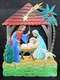 Vintage West German Nativity Display Cardboard Store Advertising, Joseph, Mary and Baby Jesus, 7.5 X 10"