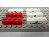 Lot of 6 Vintage 1980's Legoland Printed Bricks Blocks,  Lego Playset Parts, 1 X 4"