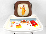 Vintage 1980's McDonald's Fast Food Child Kid High Chair on Wheels, Cartoon Tray, Ronald McDonald, Chome Legs on Wheels