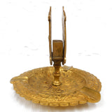 Antique Art Nouveau Solid Brass Match Holder Astray 5", Signed DL Déposé No. 5