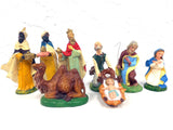 8 Vintage Christmas Manger Creche Figurines in Paper Maché made in Italy, Nativity Set with Kings, Beggar, Camel