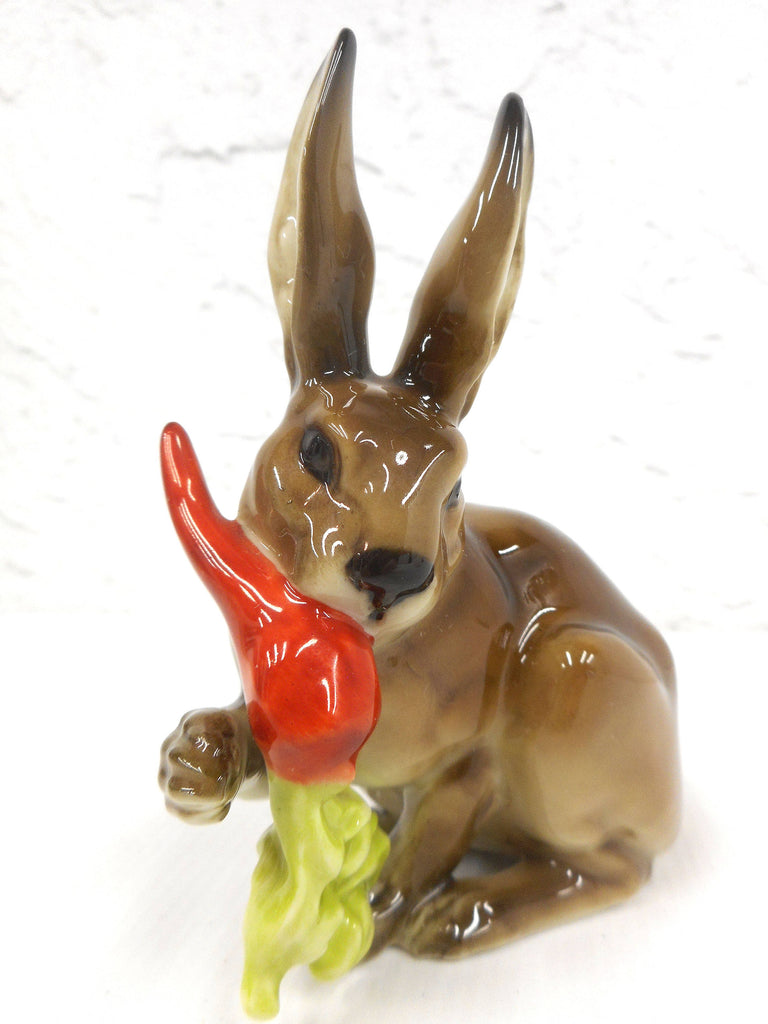 Vintage Porcelain Hutschenreuther Karl Tutter Bunny Rabbit Animal Figurine 4", Stamped 17 JR Lion Crest, Made in Germany