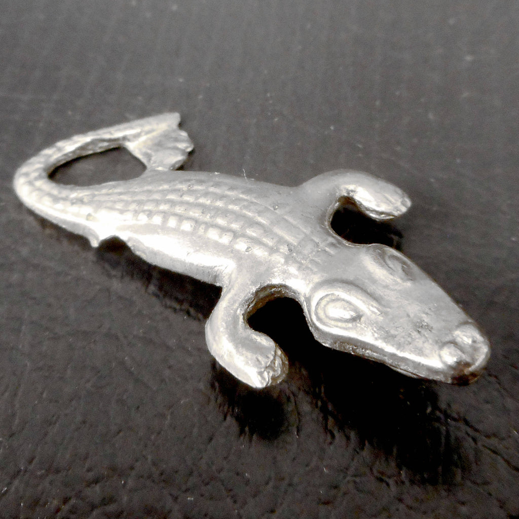 Vintage Alligator Crocodile Reptile Necklace Pendant 1 3/4", Silver Plated, Hook, For Necklace, Bracelet Charm or Brooch