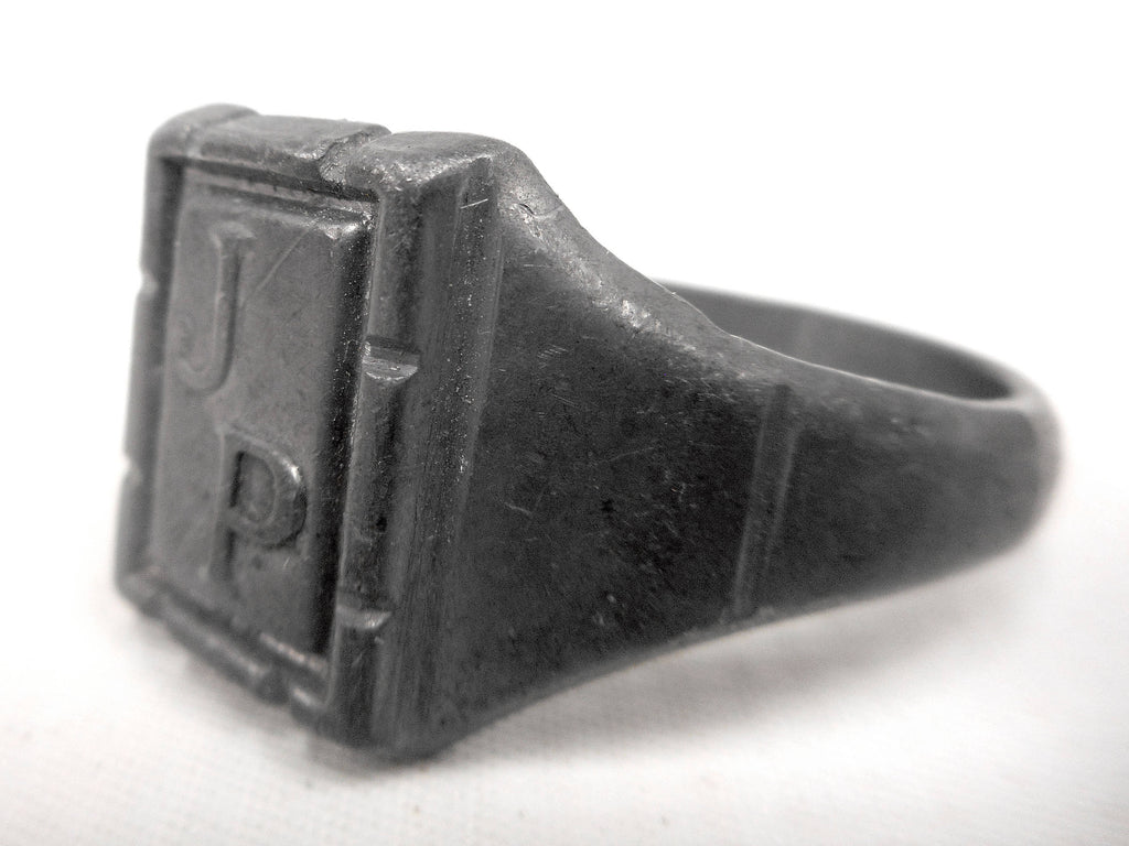 Large Vintage Signet Ring 1 3/8" Diameter, Jewelry Maker Salesman Sample, Embossed JP Initials, Advertising