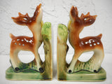 Vintage 1950's Ceramic Bookends Deer Fawn Bambi Baby Animal, Matchin Pair, Made in Japan, 6 X 4"