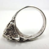 Vintage Wolf Wolfhound Sterling Silver Ring Size 11, Angry Dog Showing His Teeth, Large 20 mm Sculpted Head, 11.6 Grams