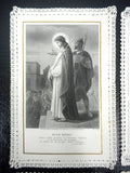 Lot of 6 Antique 1910's Religious Laced Prayer Cards Lithographs from Paris, Catholic Holly Scenes, Card Center Opens, 2 3/4 X 5"