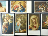 31 Antique 1920's Mini Cards Lithographs of Religious Scenes by Botticelli, Leonardo, Raffaello, Batoni, Printed in Italy