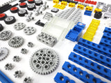 Vintage 1980 Lego Legoland Space and Technic 130+ Parts Lot, Gears, Steering Wheels, Connectors, Blue Bricks, Safe Box, Red Yellow Blue Gray