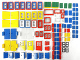 Vintage 1970's Lego Legoland 100+ Doors Windows and Shutters Parts Lot, Lego City House Building Sets, Red, Yellow and Blue